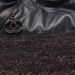 Pre Owned Chanel Black Tweed and Leather Coco Pleats Hobo