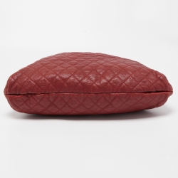 Pre Owned Chanel Red Quilted Caviar Leather CC Drawstring Hobo