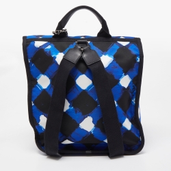 Pre Owned Chanel Black/Blue Printed Nylon Airline Backpack