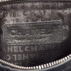 Pre Owned Chanel Black Leather Chain Links Barrel Clutch Bag