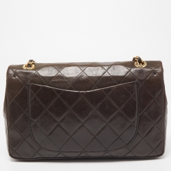 Chanel Dark Brown Quilted Leather Medium Classic Double Flap Bag