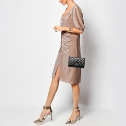 Pre Owned Chanel Black Quilted Caviar Leather WOC Clutch