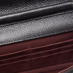 Pre Owned Chanel Black Quilted Caviar Leather WOC Clutch