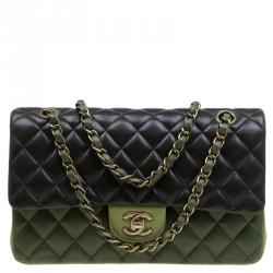 chanel tricolor classic double flap bag