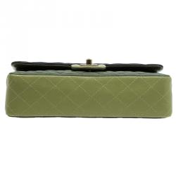 Pre Owned حقيبة شانيل قلاب مزدوج كلاسيك متوسطة جلد مبطنة ثلاثية اللون