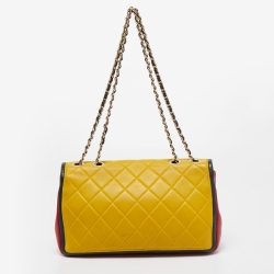 Pre Owned Chanel Multicolor Quilted Leather Medium Graphic Flap Bag
