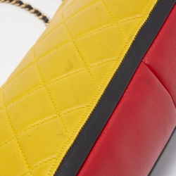 Pre Owned Chanel Multicolor Quilted Leather Medium Graphic Flap Bag