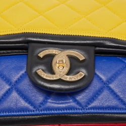 Pre Owned Chanel Multicolor Quilted Leather Medium Graphic Flap Bag
