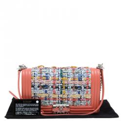 مملوكة مسبقًا حقيبة شانيل قلاب بوي متوسطة تويد وجلد وردي ف اتح