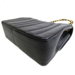Pre Owned Chanel Black Caviar Vertical Quilt Mademoiselle Flap Bag