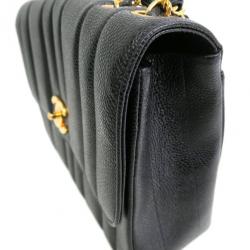 Pre Owned Chanel Black Caviar Vertical Quilt Mademoiselle Flap Bag