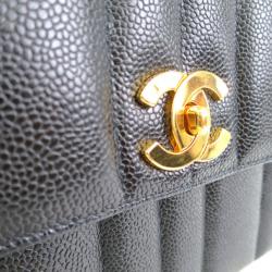 Pre Owned Chanel Black Caviar Vertical Quilt Mademoiselle Flap Bag