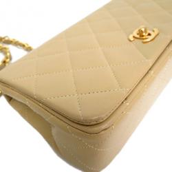 مملوكة مسبقًا Chanel Beige Lambskin Single Flap Shoulder Bag