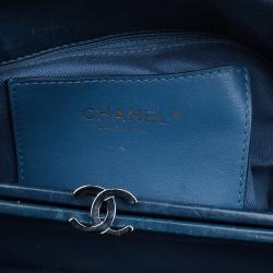 Pre Owned Chanel Blue Quilted Glazed Crackled Leather Medium Just Mademoiselle Bowling Bag
