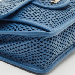 Pre Owned Chanel Blue Perforated Leather Up in the Air Classic Flap Bag