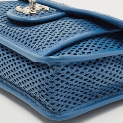 Pre Owned Chanel Blue Perforated Leather Up in the Air Classic Flap Bag