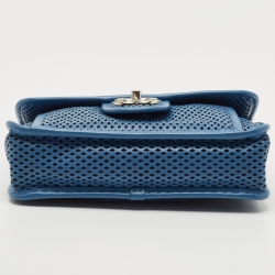 Pre Owned Chanel Blue Perforated Leather Up in the Air Classic Flap Bag