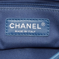 Pre Owned Chanel Blue Perforated Leather Up in the Air Classic Flap Bag