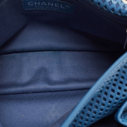 Pre Owned Chanel Blue Perforated Leather Up in the Air Classic Flap Bag