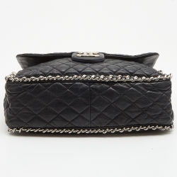 Pre Owned Chanel Black Leather Maxi Chain Around Flap Shoulder Bag