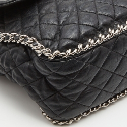 Pre Owned Chanel Black Leather Maxi Chain Around Flap Shoulder Bag
