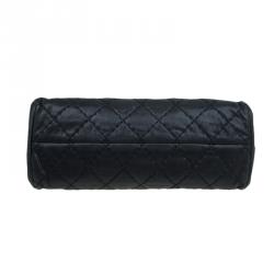Pre Owned Chanel Black Quilted Iridescent Leather Medium Just Mademoiselle Bowling Bag