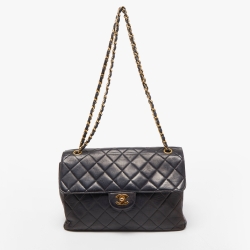 Pre Owned Chanel Black Quilted Leather Double Sided Flap Bag