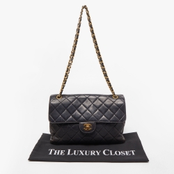 Pre Owned Chanel Black Quilted Leather Double Sided Flap Bag