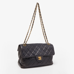 Pre Owned Chanel Black Quilted Leather Double Sided Flap Bag