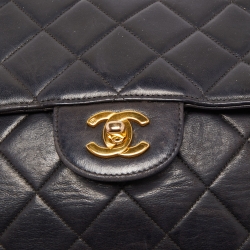 Pre Owned Chanel Black Quilted Leather Double Sided Flap Bag