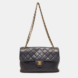 Pre Owned Chanel Black Quilted Leather Double Sided Flap Bag