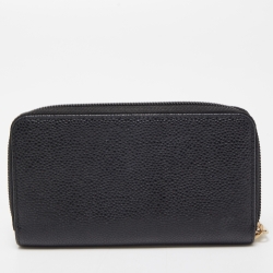 Chanel Black Caviar Quilted Leather CC Timeless Zip Wallet