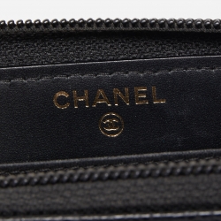 Chanel Black Caviar Quilted Leather CC Timeless Zip Wallet