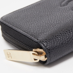 Chanel Black Caviar Quilted Leather CC Timeless Zip Wallet