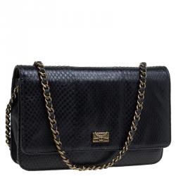 Pre Owned Chanel Black Snakeskin WOC Clutch Bag