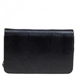 Pre Owned Chanel Black Snakeskin WOC Clutch Bag