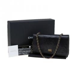 Pre Owned Chanel Black Snakeskin WOC Clutch Bag