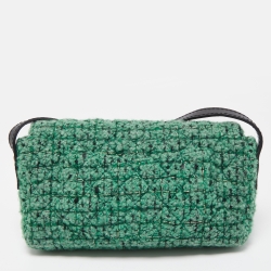 Pre Owned Chanel Green/Black Tweed Reissue Brooch Flap Bag