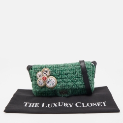 Pre Owned Chanel Green/Black Tweed Reissue Brooch Flap Bag