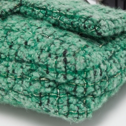 Pre Owned Chanel Green/Black Tweed Reissue Brooch Flap Bag