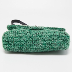 Pre Owned Chanel Green/Black Tweed Reissue Brooch Flap Bag