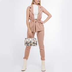 مملوكة مسبقًا Chanel Gold/Multicolor Quilted Floral Print Fabric Medium Classic Double Flap Bag