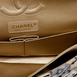 مملوكة مسبقًا Chanel Gold/Multicolor Quilted Floral Print Fabric Medium Classic Double Flap Bag