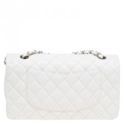 مملوكة مسبقًا حقيبة شانيل قلاب مزدوج كلاسيك متوسطة جلد مبطنة كريمية