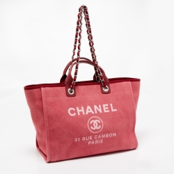 Chanel Pink Canvas and Leather Large Deauville Shopper Tote