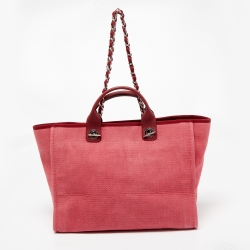 Chanel Pink Canvas and Leather Large Deauville Shopper Tote