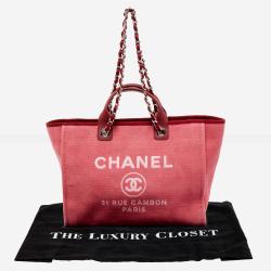 Chanel Pink Canvas and Leather Large Deauville Shopper Tote