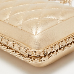 Pre Owned Chanel Gold Quilted Leather Chain Around Chain Clutch