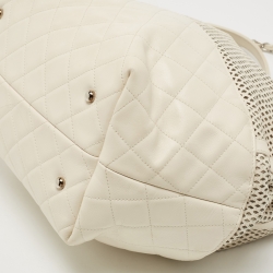 Pre Owned Chanel Cream Perforated Leather Up In The Air Tote
