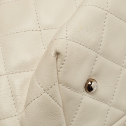 Pre Owned Chanel Cream Perforated Leather Up In The Air Tote